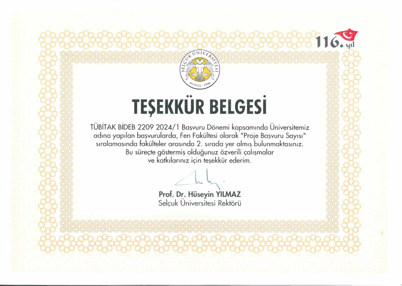 Fen Fakültesi 2209-A Projesinde 2. Sırada Yer Aldı